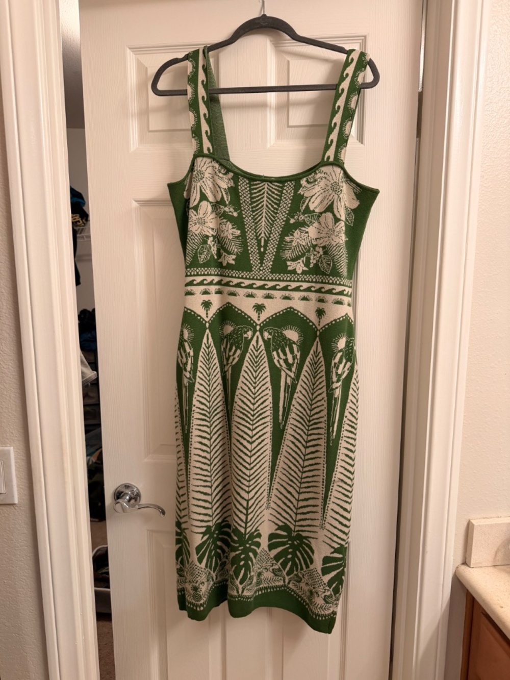 FARM Rio Macaw Jacquard Sweater Dress in Macaw Elegance Off-White - Picture 4 of 4